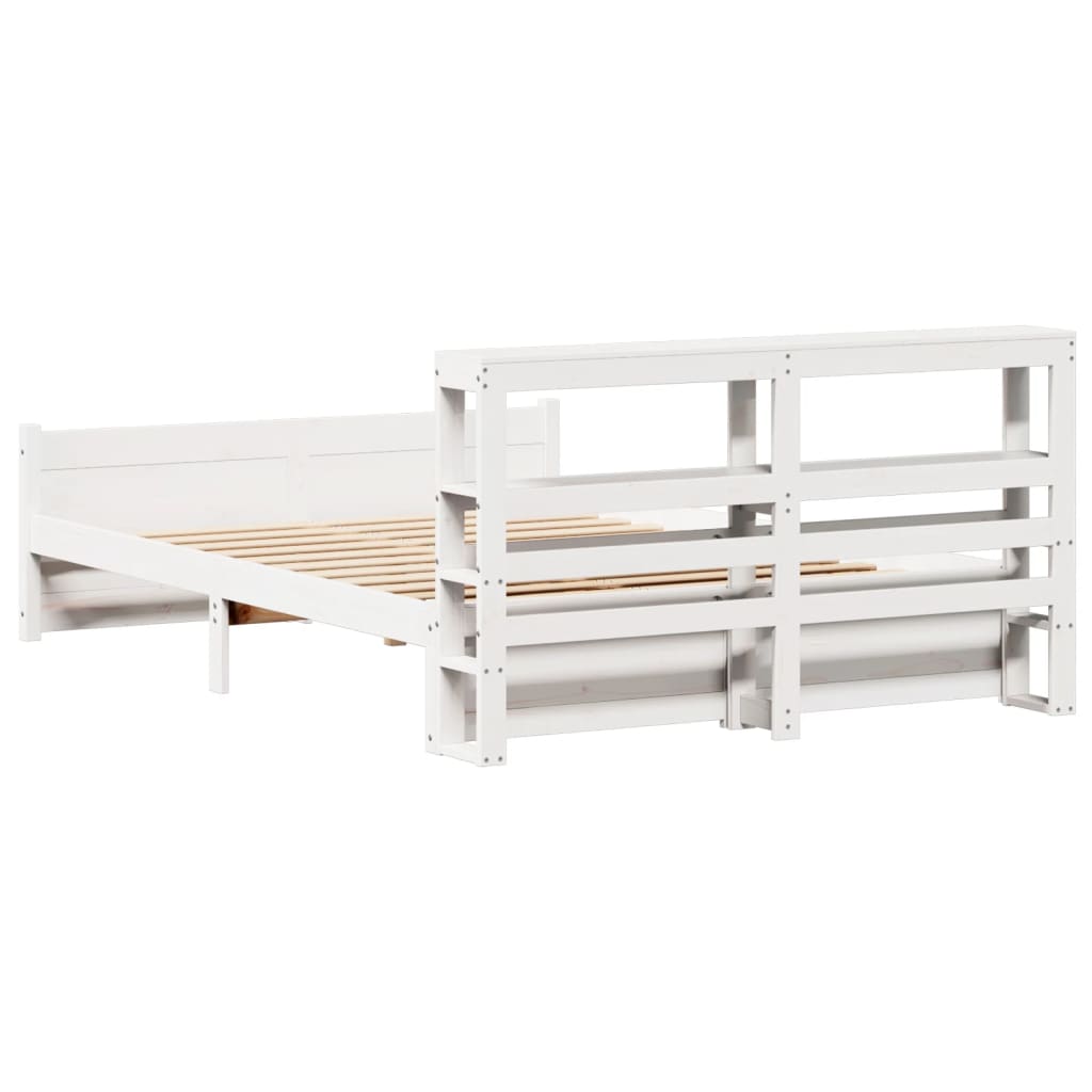 Sengeramme med hodegavl hvit 120x200 cm heltre furu vidaXL