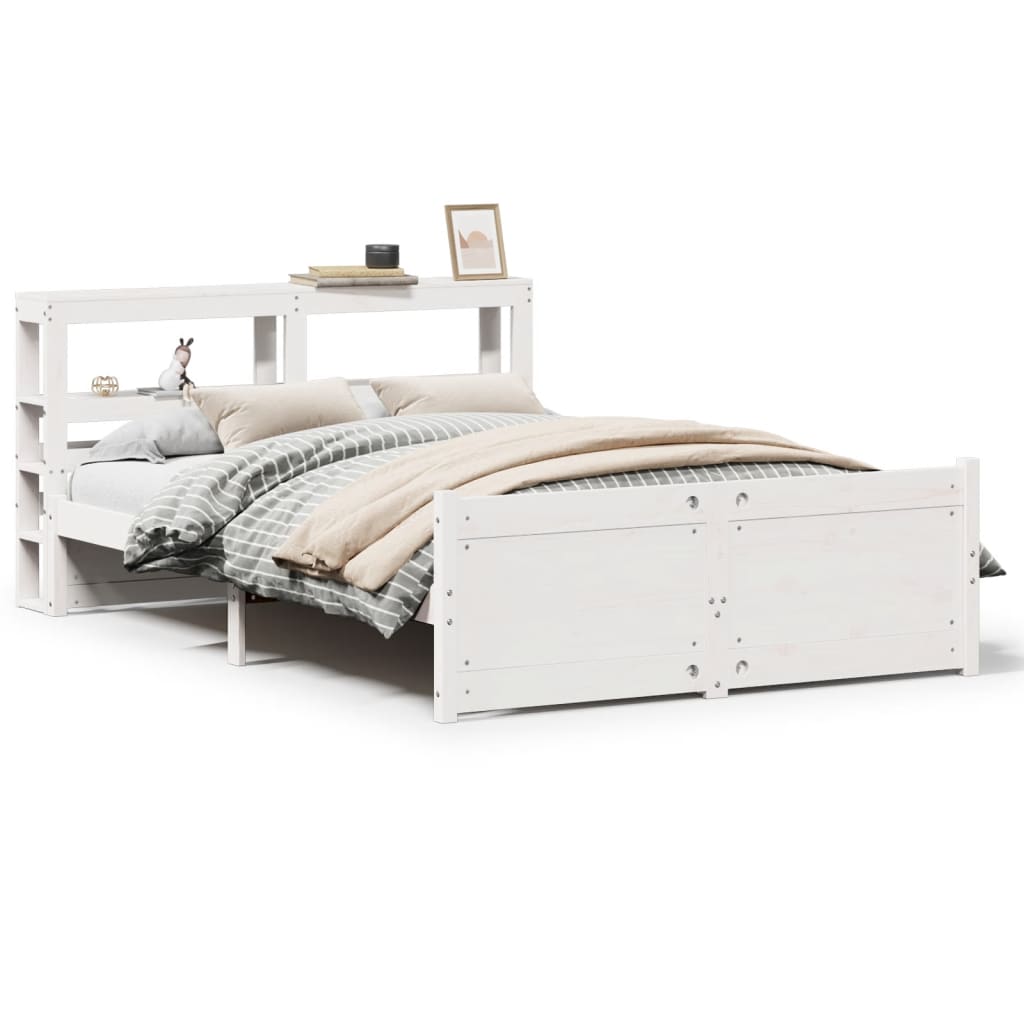 Sengeramme med hodegavl hvit 140x200 cm heltre furu