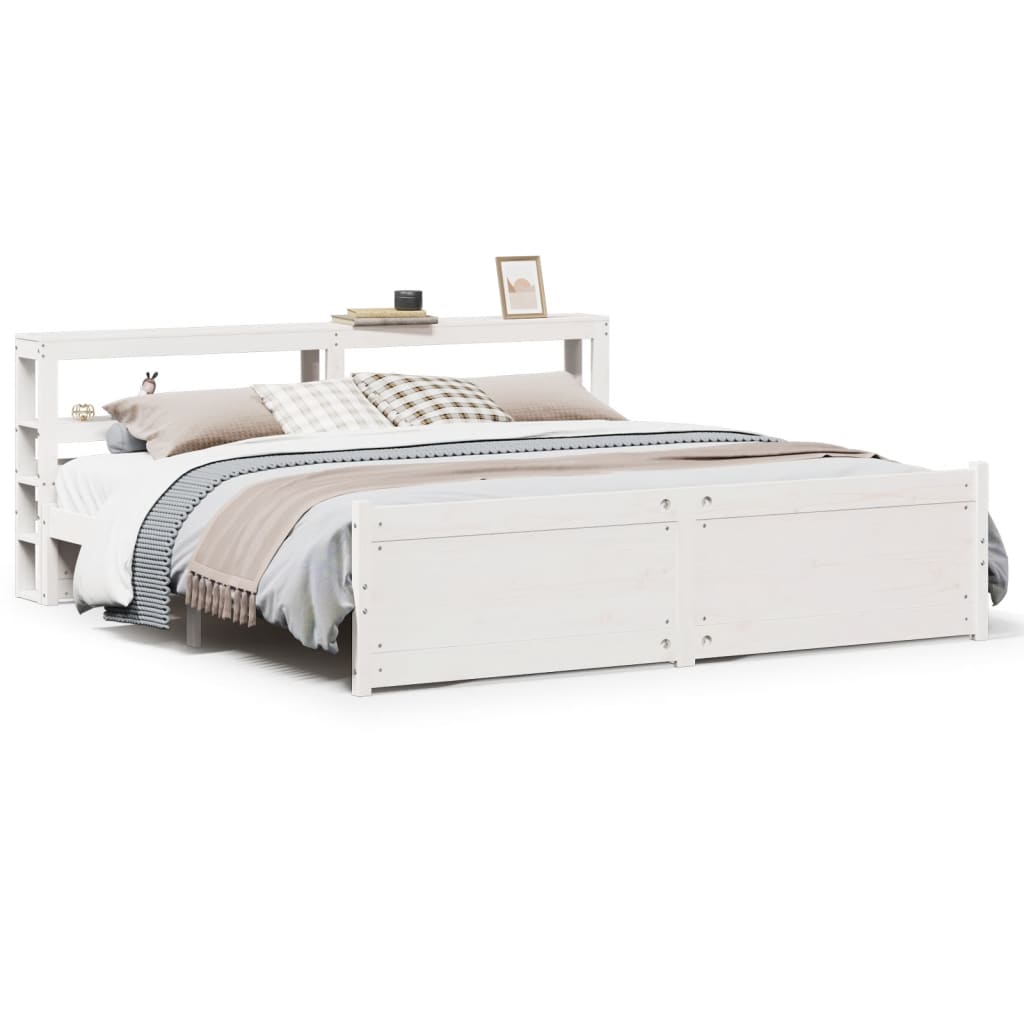 Sengeramme med hodegavl hvit 180x200 cm heltre furu