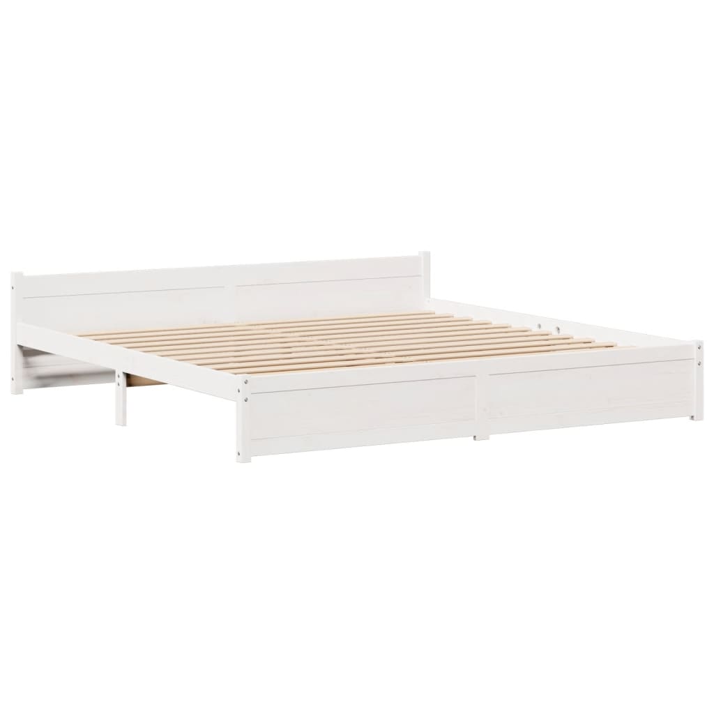 Sengeramme med hodegavl hvit 180x200 cm heltre furu
