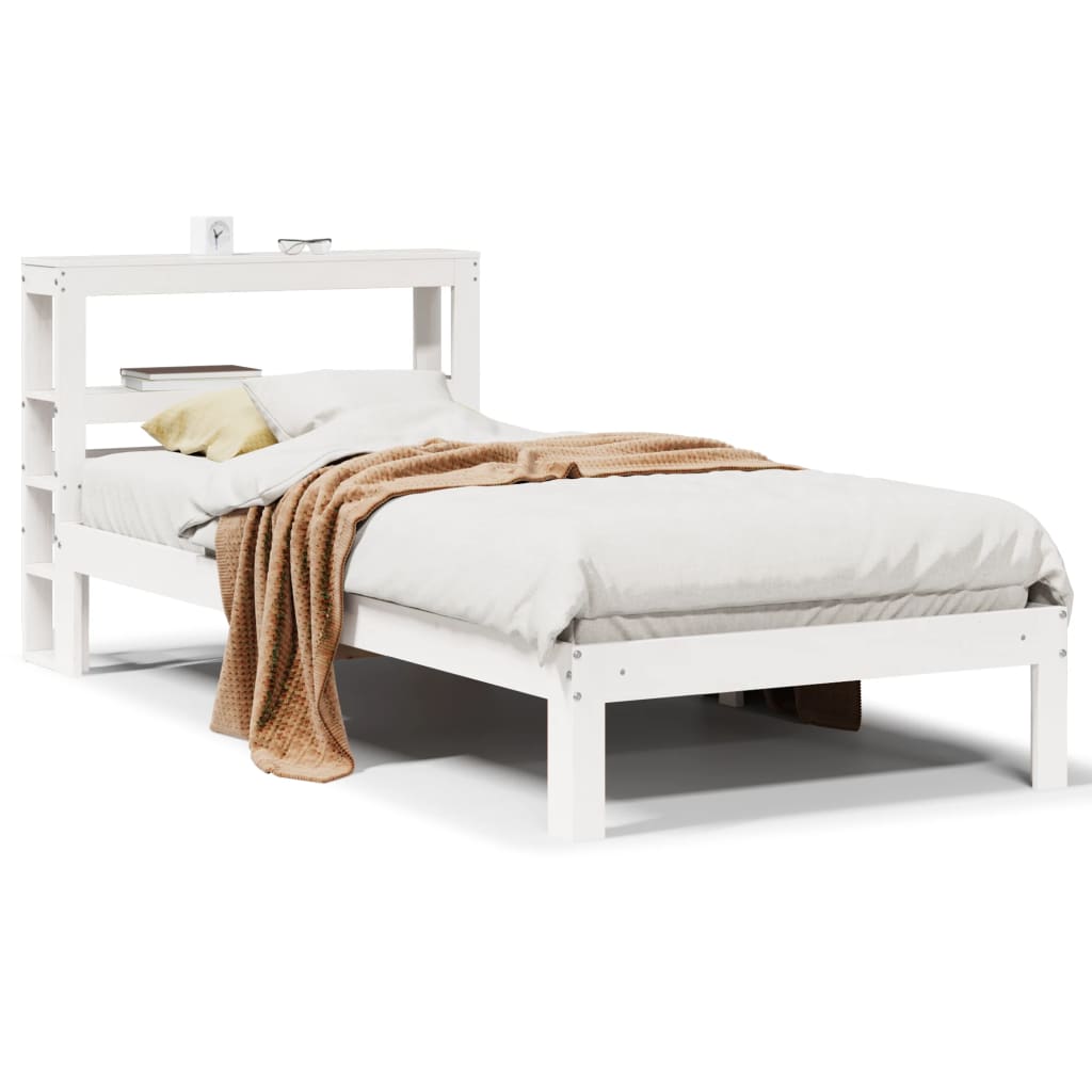 Sengeramme med hodegavl hvit 75x190 cm heltre furu