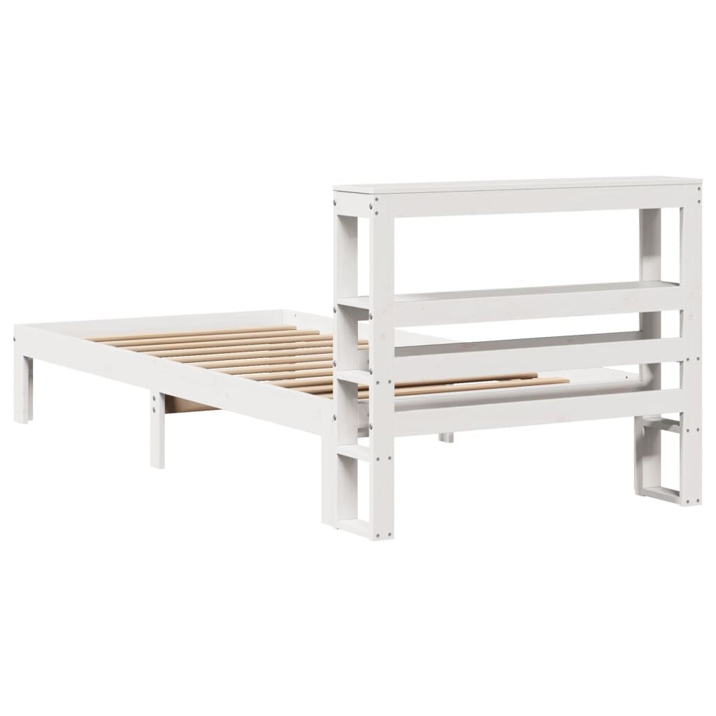 Sengeramme med hodegavl hvit 75x190 cm heltre furu