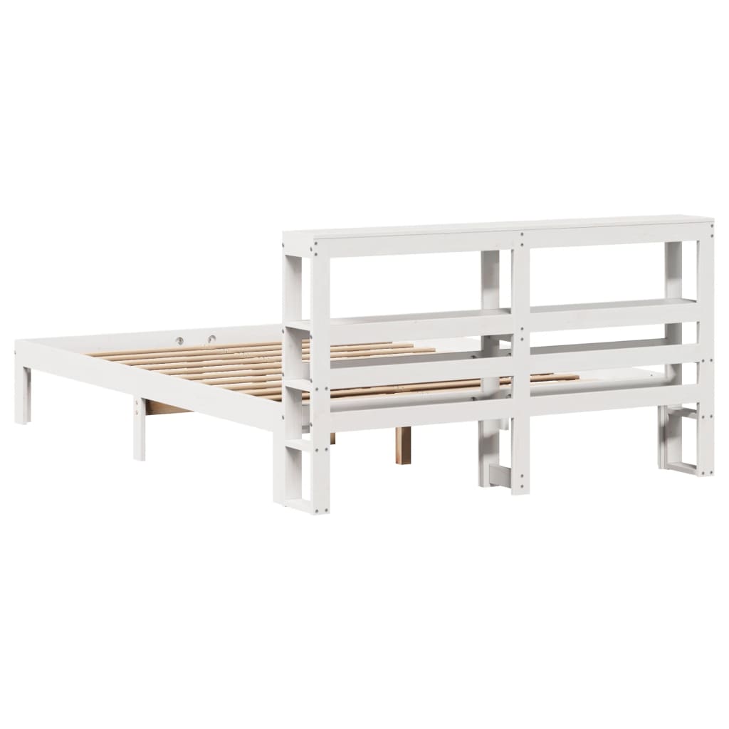 Sengeramme med hodegavl hvit 140x190 cm heltre furu