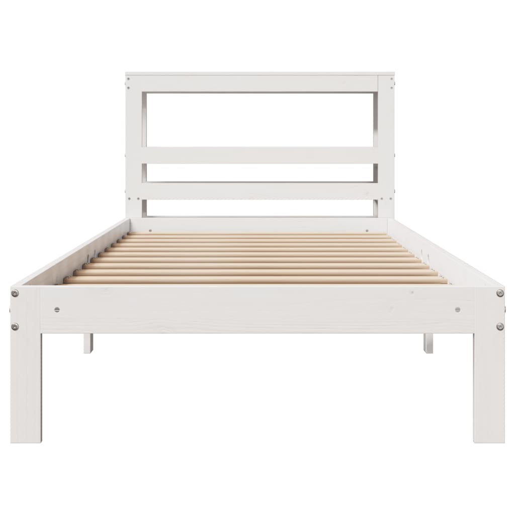 Sengeramme med hodegavl hvit 90x200 cm heltre furu