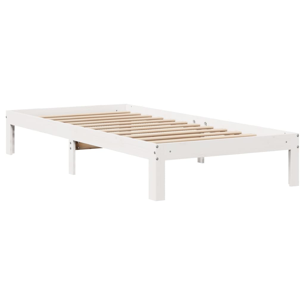 Sengeramme med hodegavl hvit 90x200 cm heltre furu