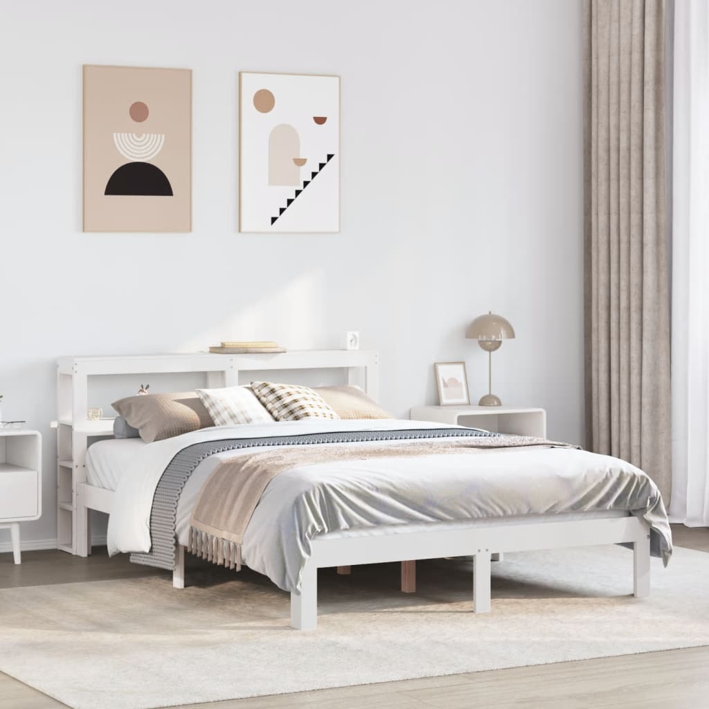 Sengeramme med hodegavl hvit 120x200 cm heltre furu