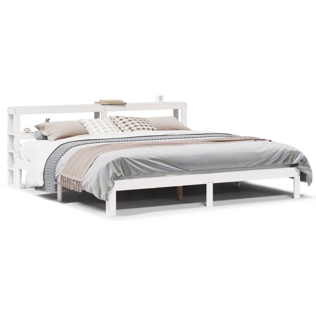 Sengeramme med hodegavl hvit 180x200 cm heltre furu