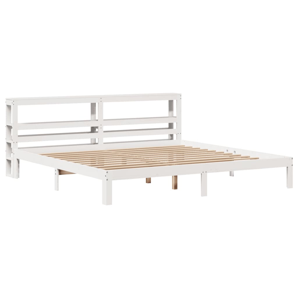 Sengeramme med hodegavl hvit 180x200 cm heltre furu