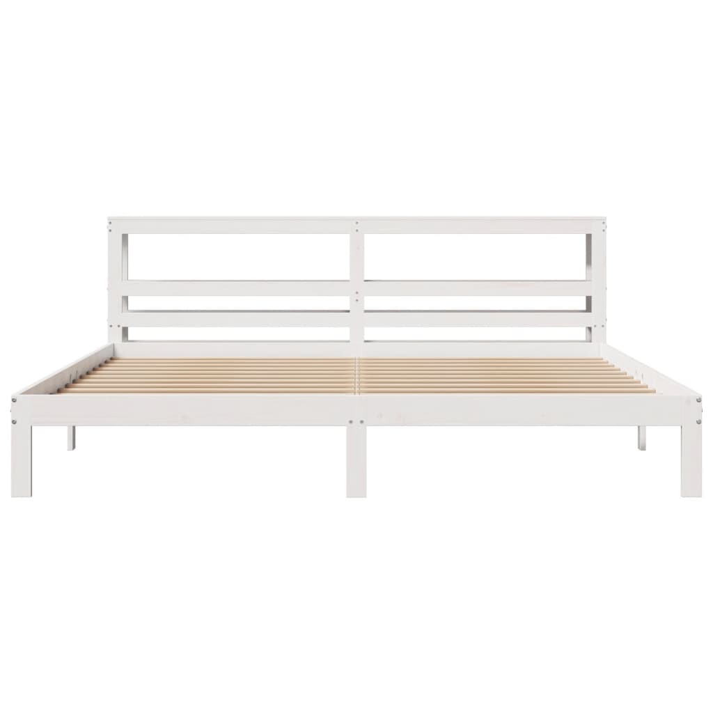 Sengeramme med hodegavl hvit 180x200 cm heltre furu