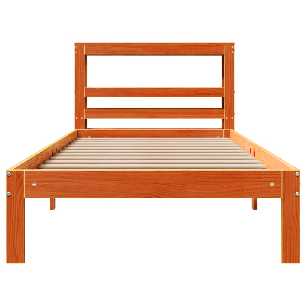 Sengeramme uten madrass voksbrun 75x190 cm heltre furu