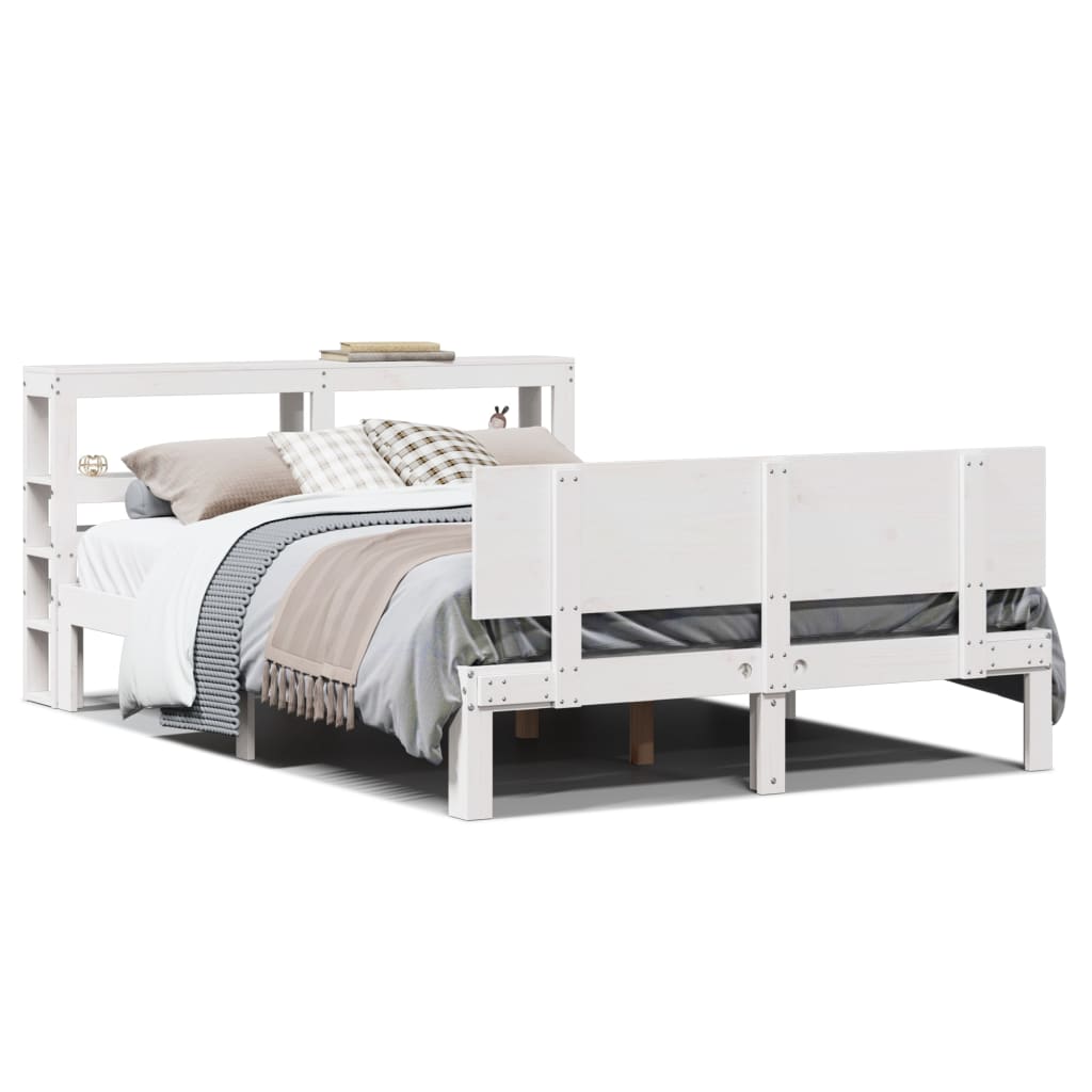 Sengeramme med hodegavl hvit 120x190 cm heltre furu