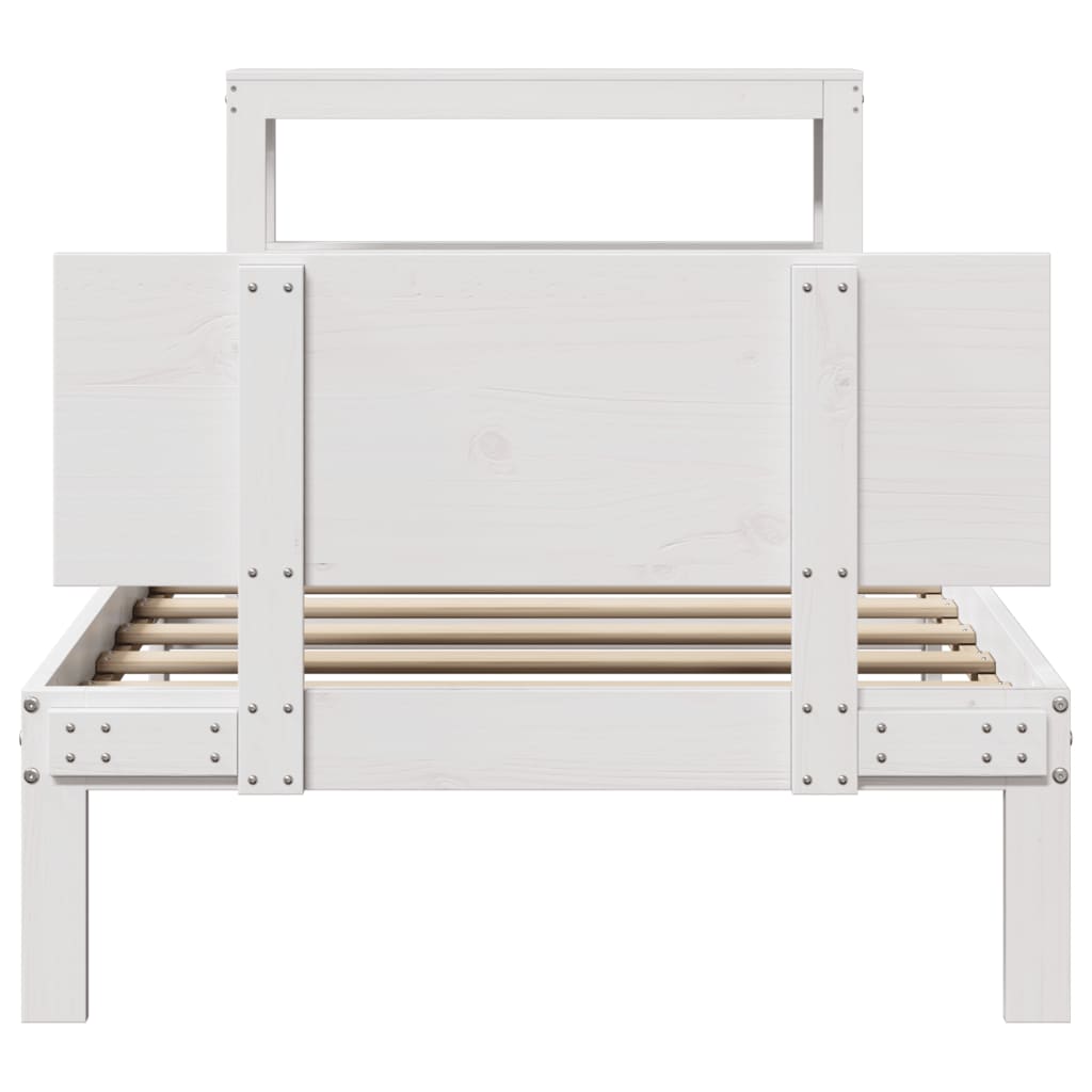 Sengeramme med hodegavl hvit 90x200 cm heltre furu