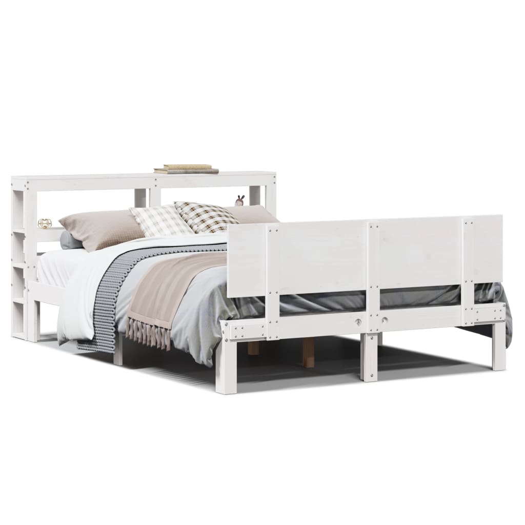 Sengeramme med hodegavl hvit 120x200 cm heltre furu