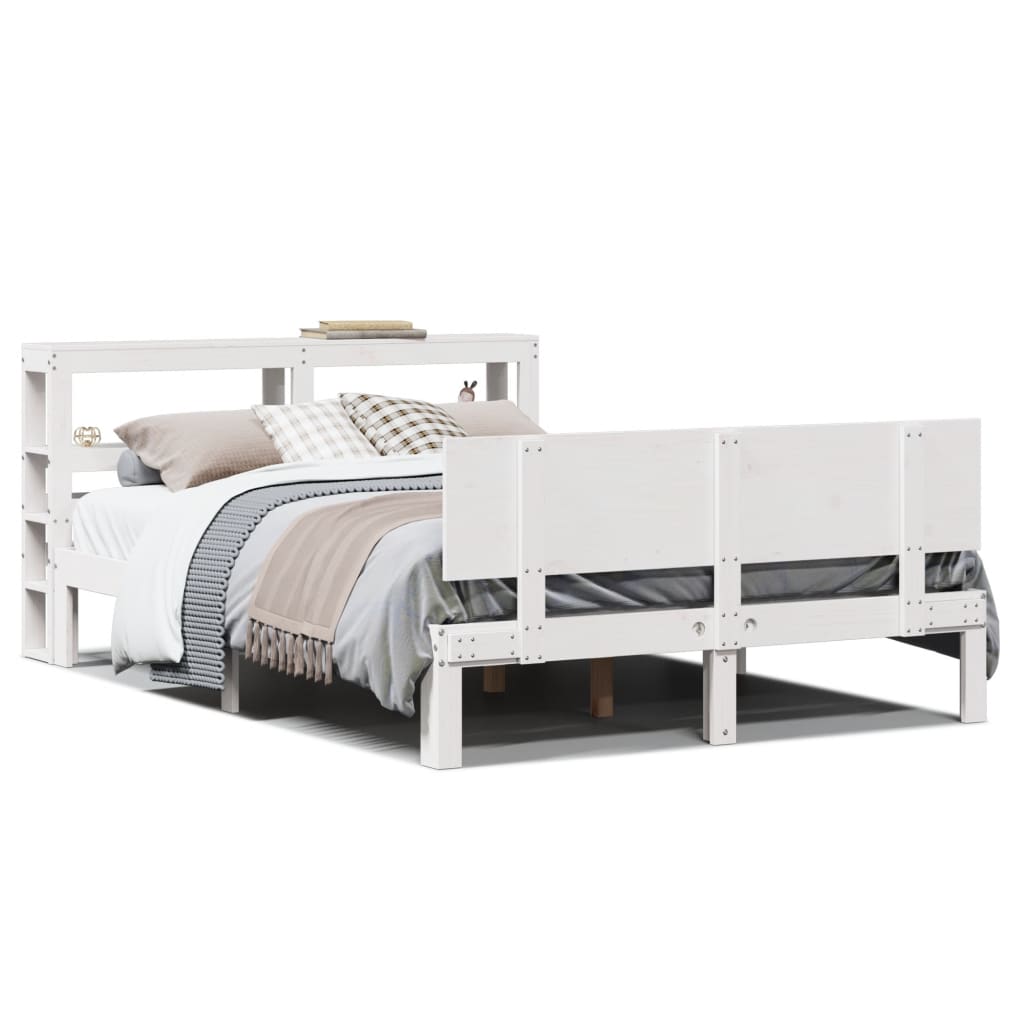 Sengeramme med hodegavl hvit 150x200 cm heltre furu