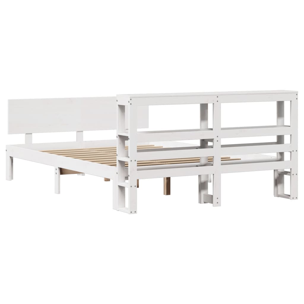 Sengeramme med hodegavl hvit 150x200 cm heltre furu