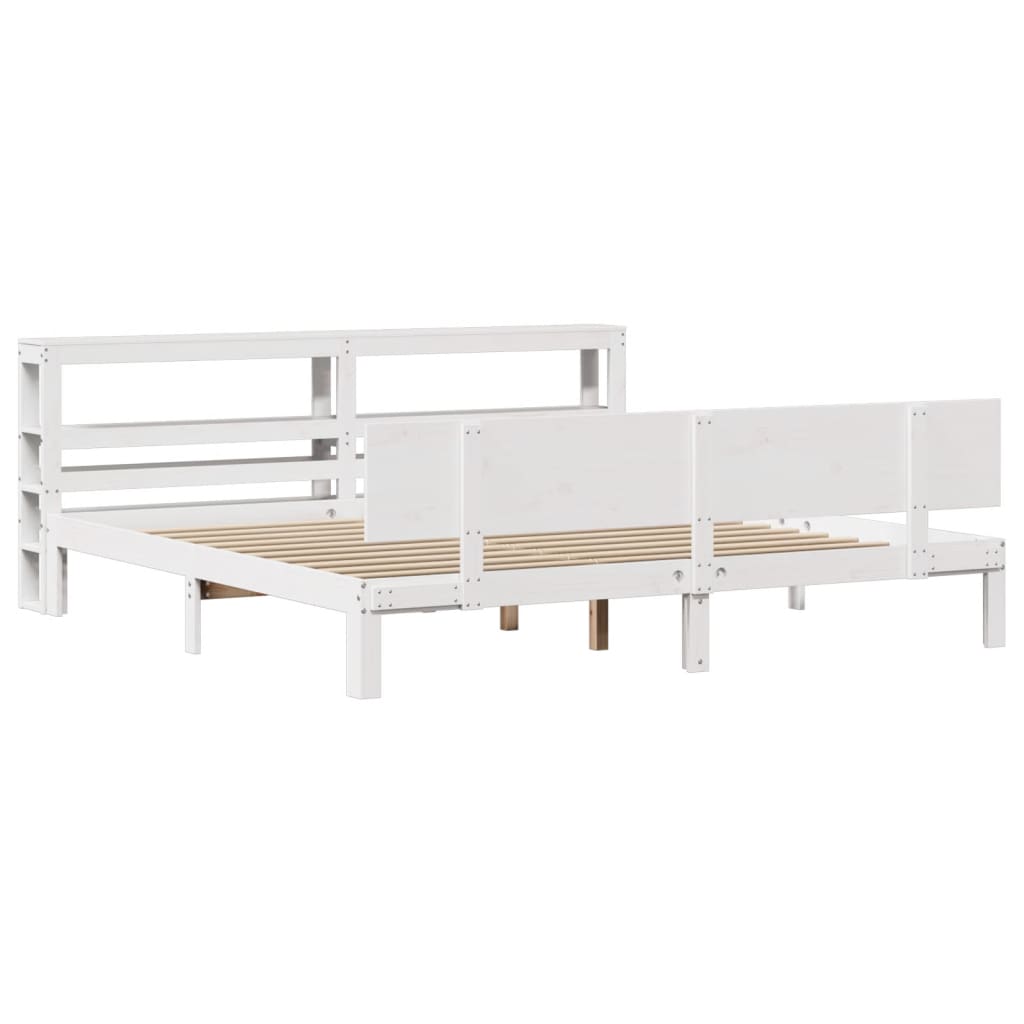 Sengeramme med hodegavl hvit 200x200 cm heltre furu