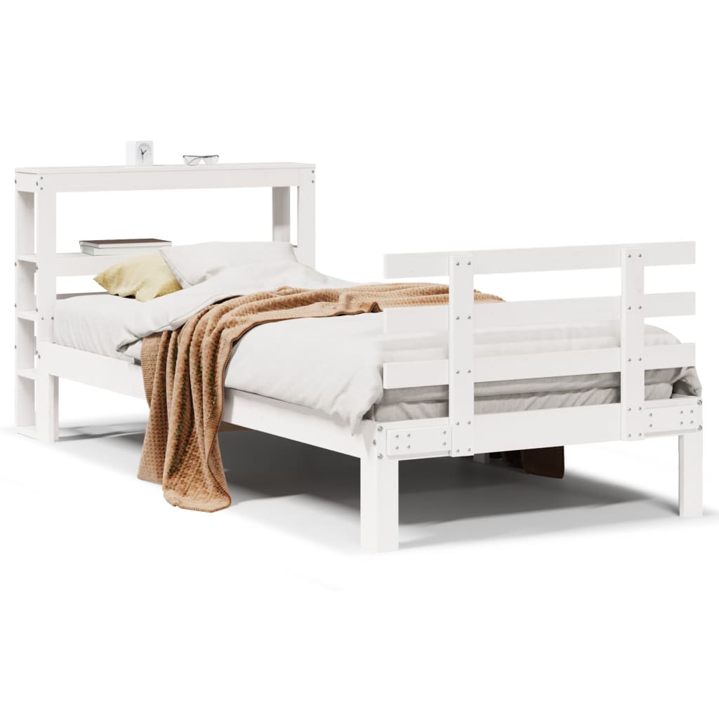 Sengeramme med hodegavl hvit 90x200 cm heltre furu