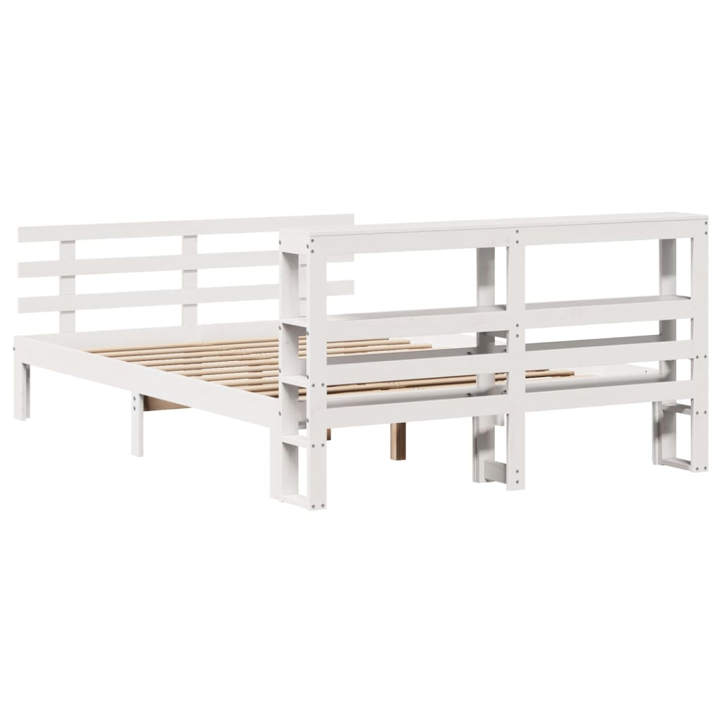Sengeramme med hodegavl hvit 120x200 cm heltre furu