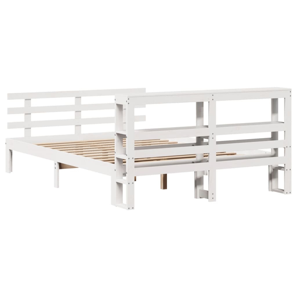 Sengeramme med hodegavl hvit 140x200 cm heltre furu
