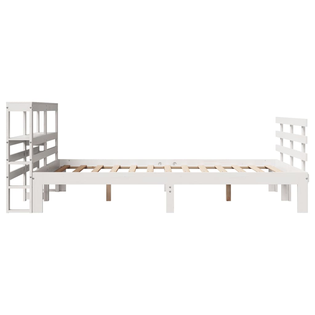 Sengeramme med hodegavl hvit 150x200 cm heltre furu