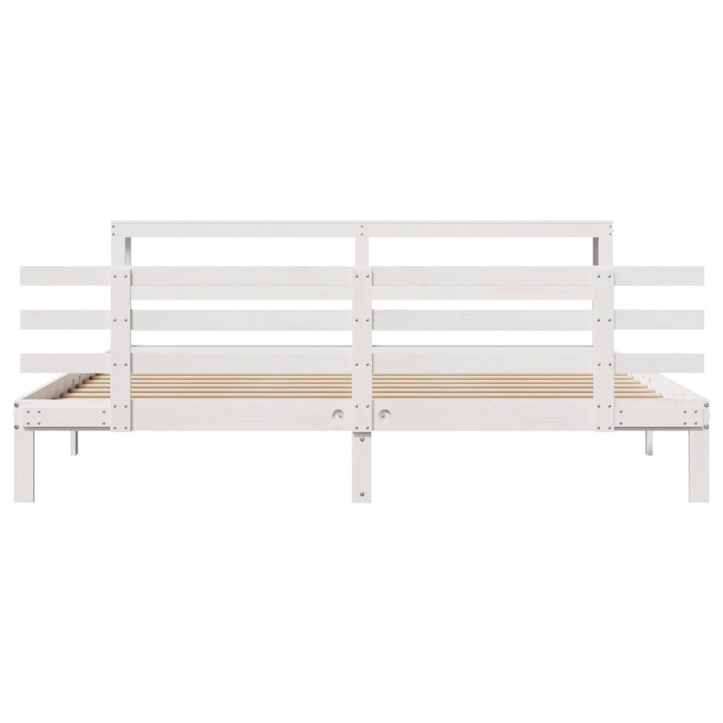 Sengeramme med hodegavl hvit 180x200 cm heltre furu