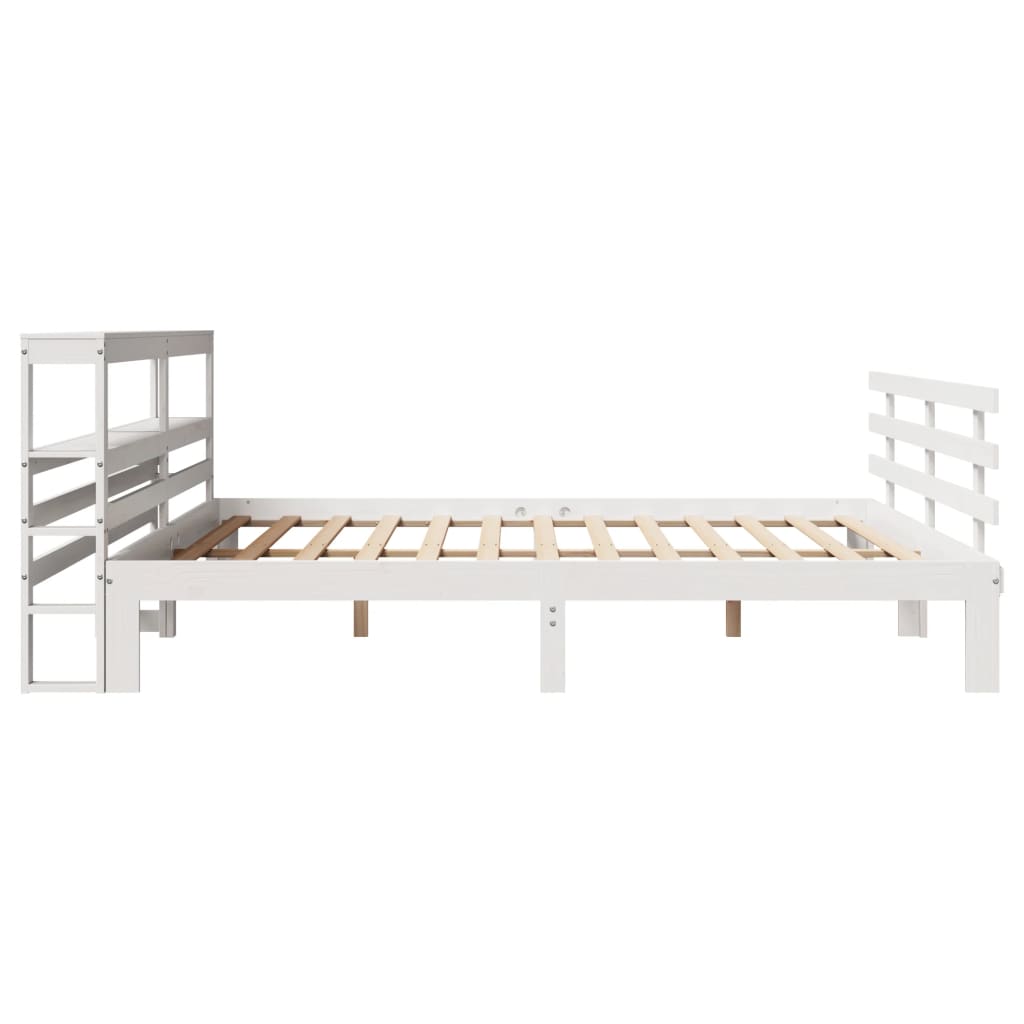 Sengeramme med hodegavl hvit 200x200 cm heltre furu