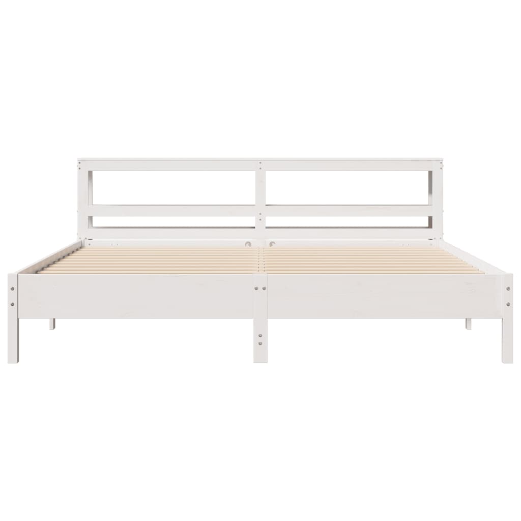 Sengeramme med madrass hvit 200x200 cm heltre furu