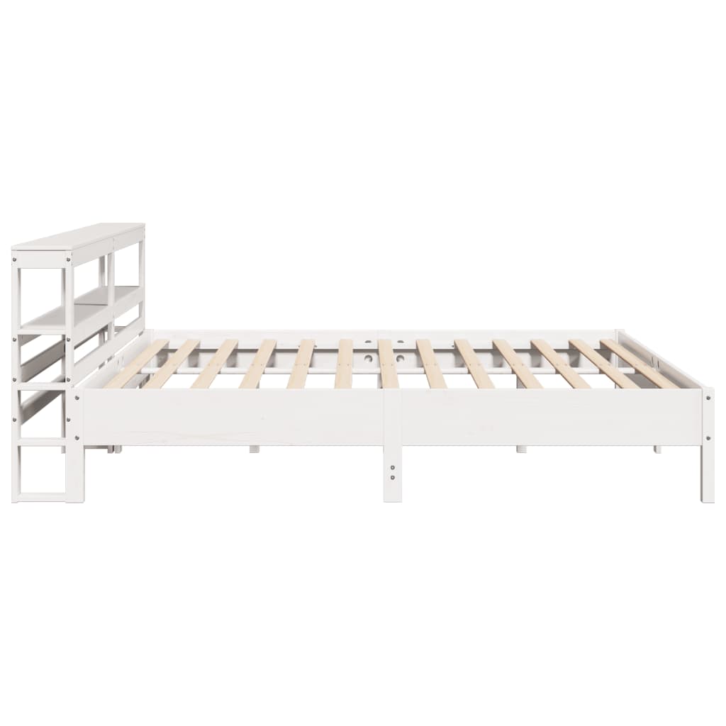 Sengeramme med madrass hvit 200x200 cm heltre furu