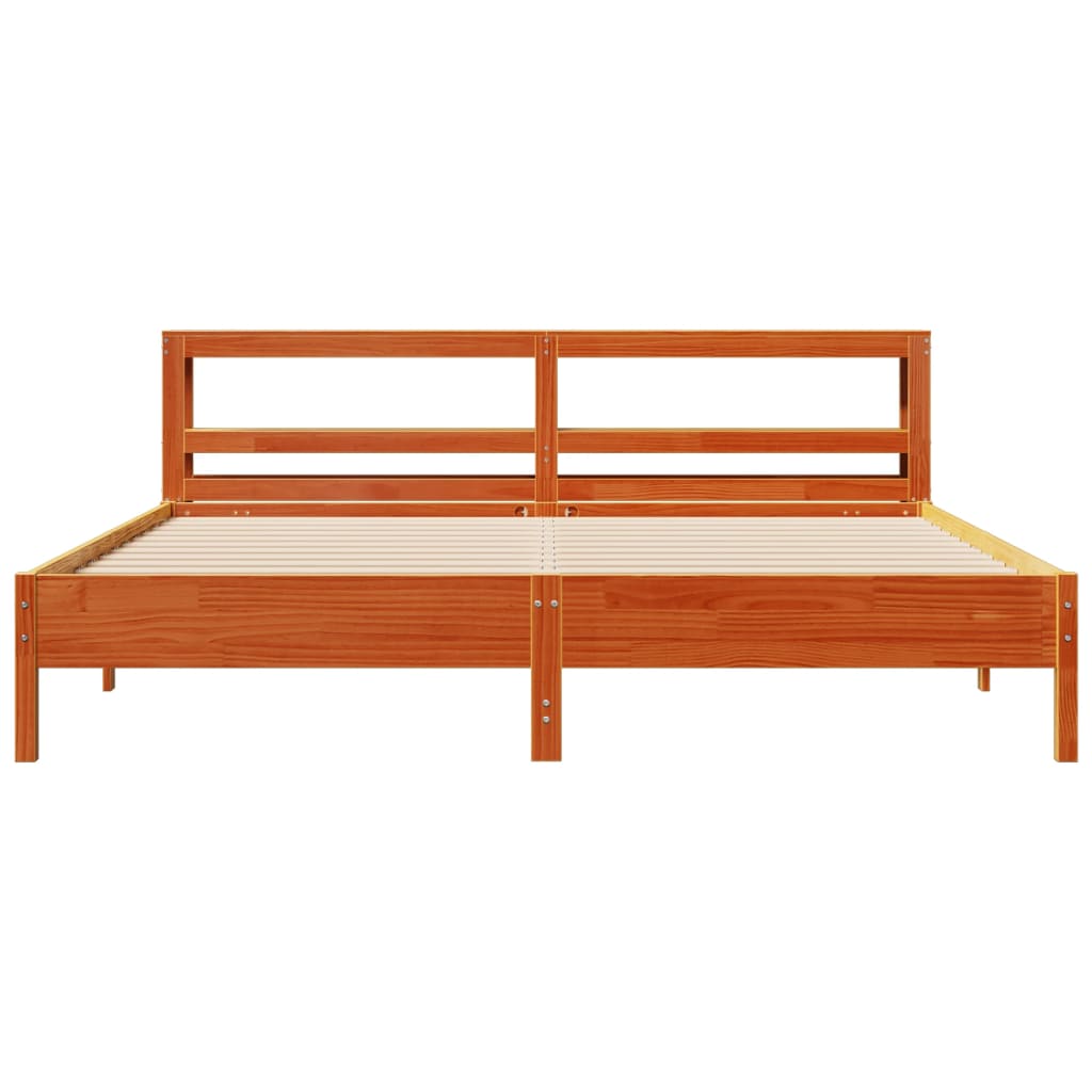 Sengeramme uten madrass voksbrun 180x200 cm heltre furu
