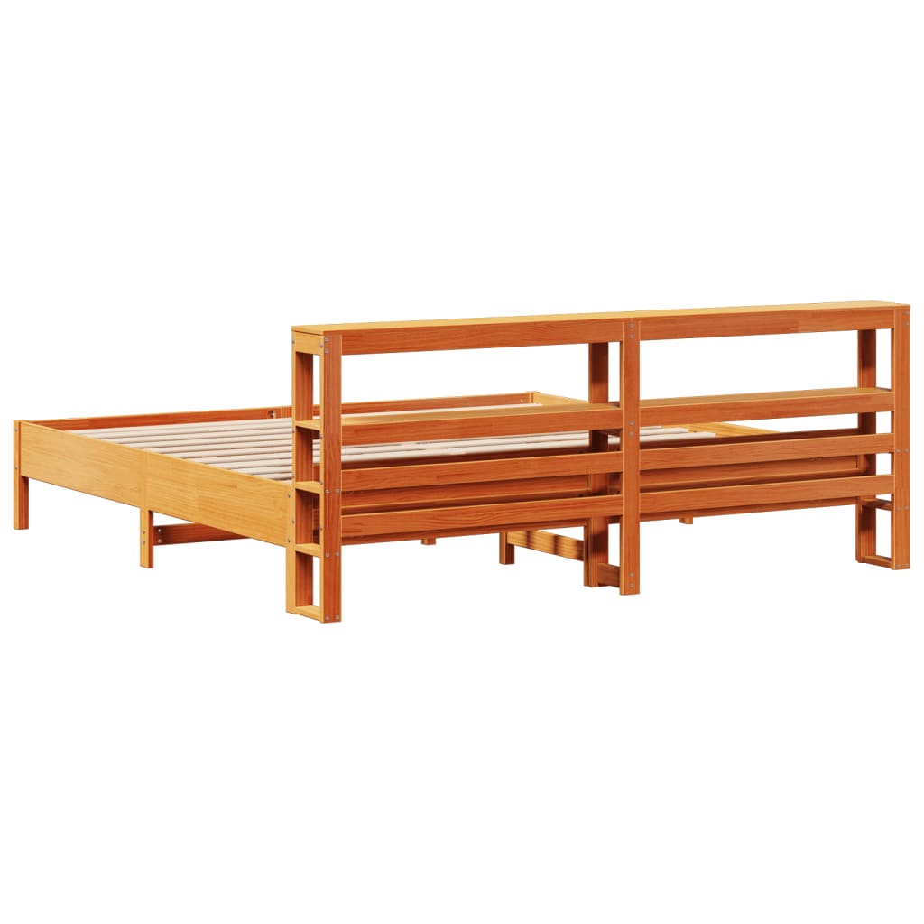 Sengeramme uten madrass voksbrun 180x200 cm heltre furu