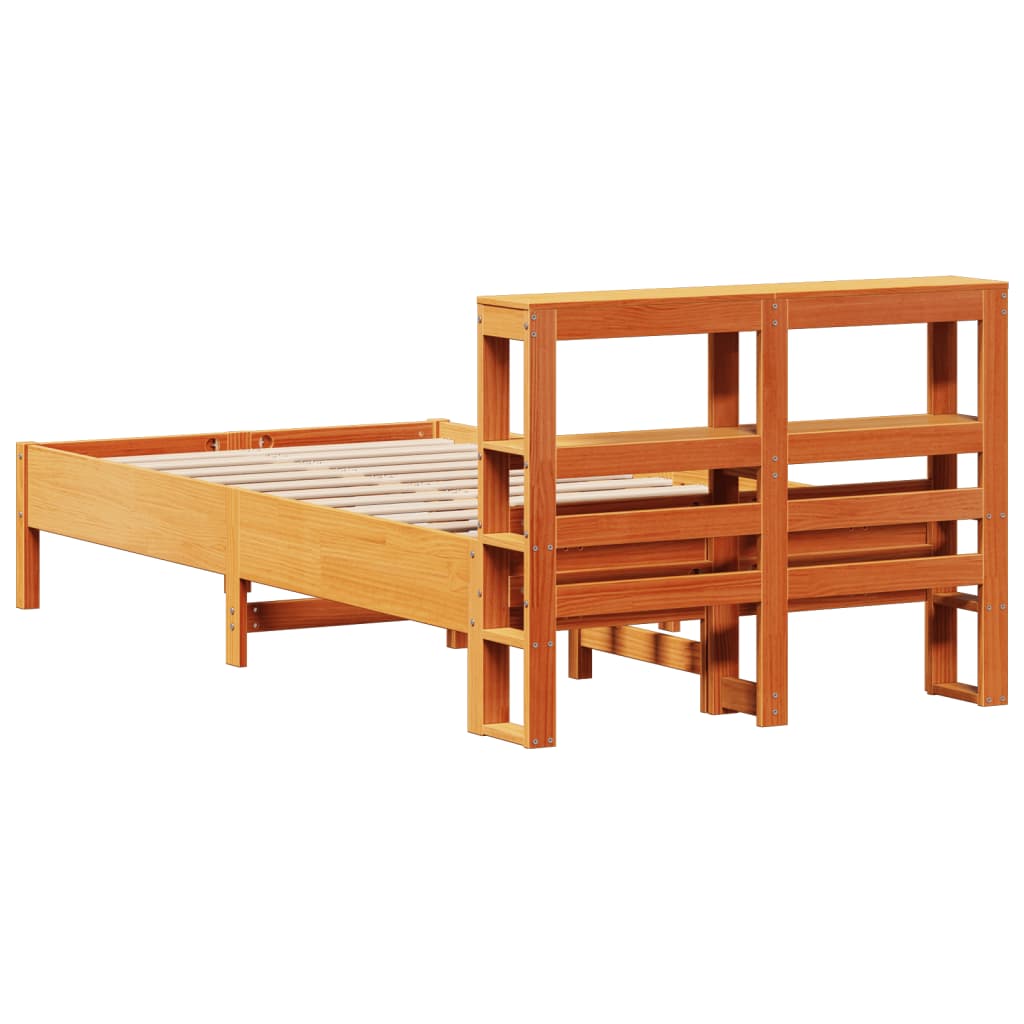Sengeramme uten madrass voksbrun 100x200 cm heltre furu