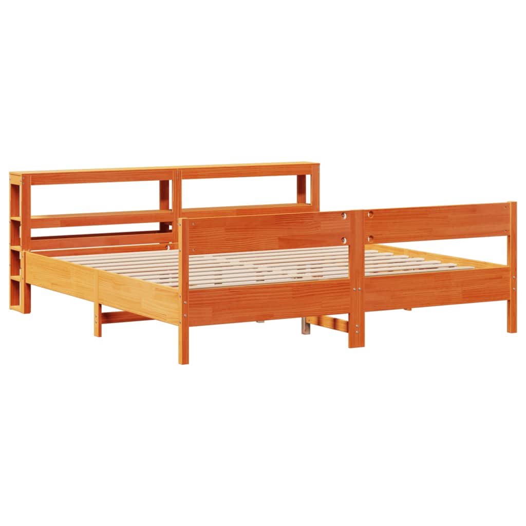 Sengeramme uten madrass voksbrun 200x200 cm heltre furu