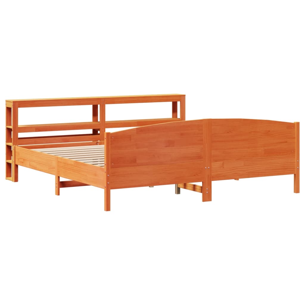Sengeramme uten madrass voksbrun 200x200 cm heltre furu