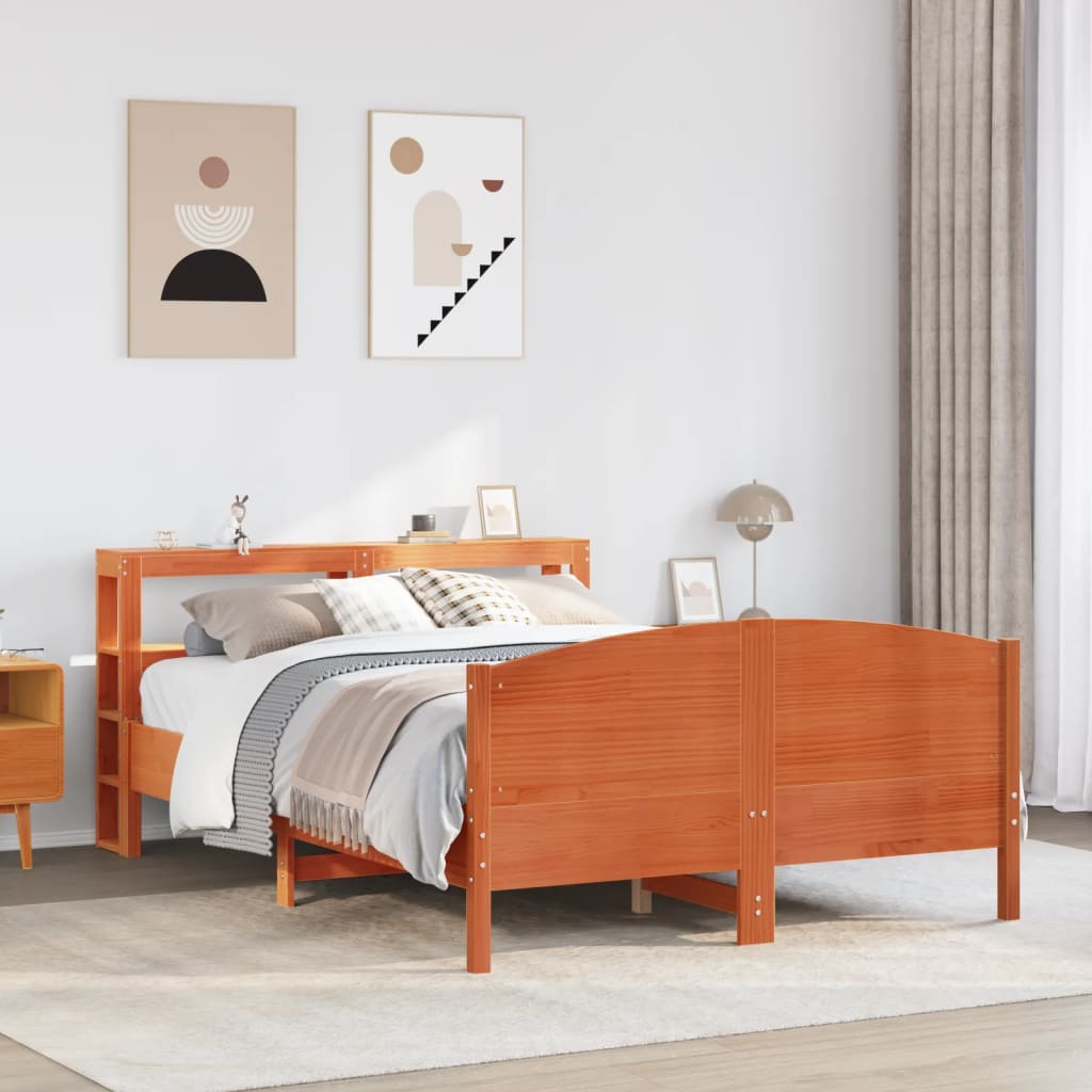 Sengeramme uten madrass brun 135x190 cm heltre furu