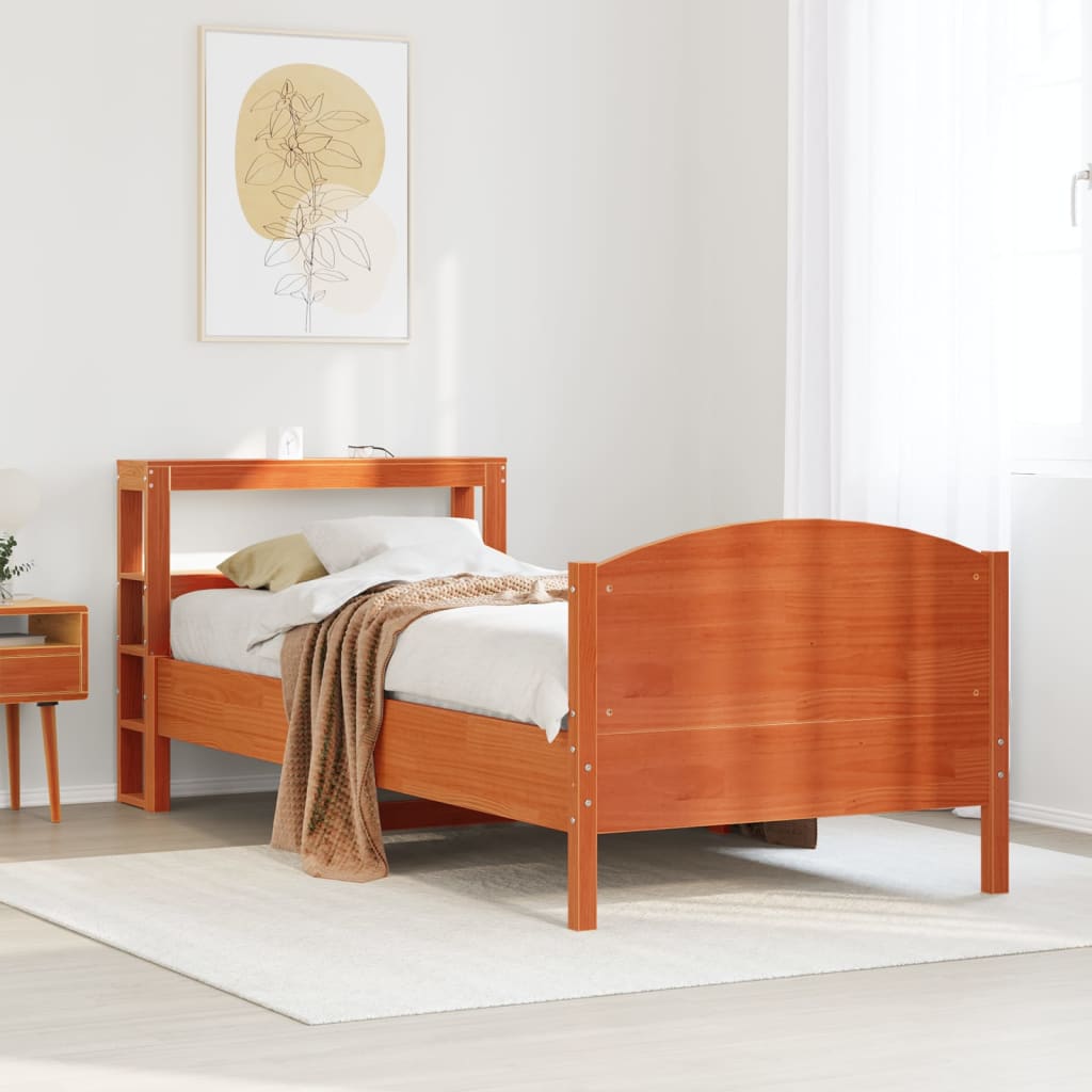 Sengeramme uten madrass voksbrun 75x190 cm heltre furu