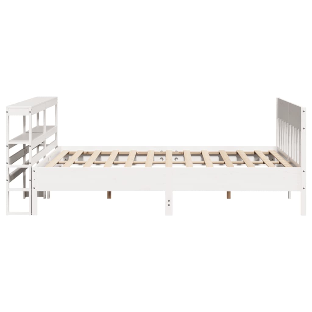 Sengeramme med madrass hvit 200x200 cm heltre furu