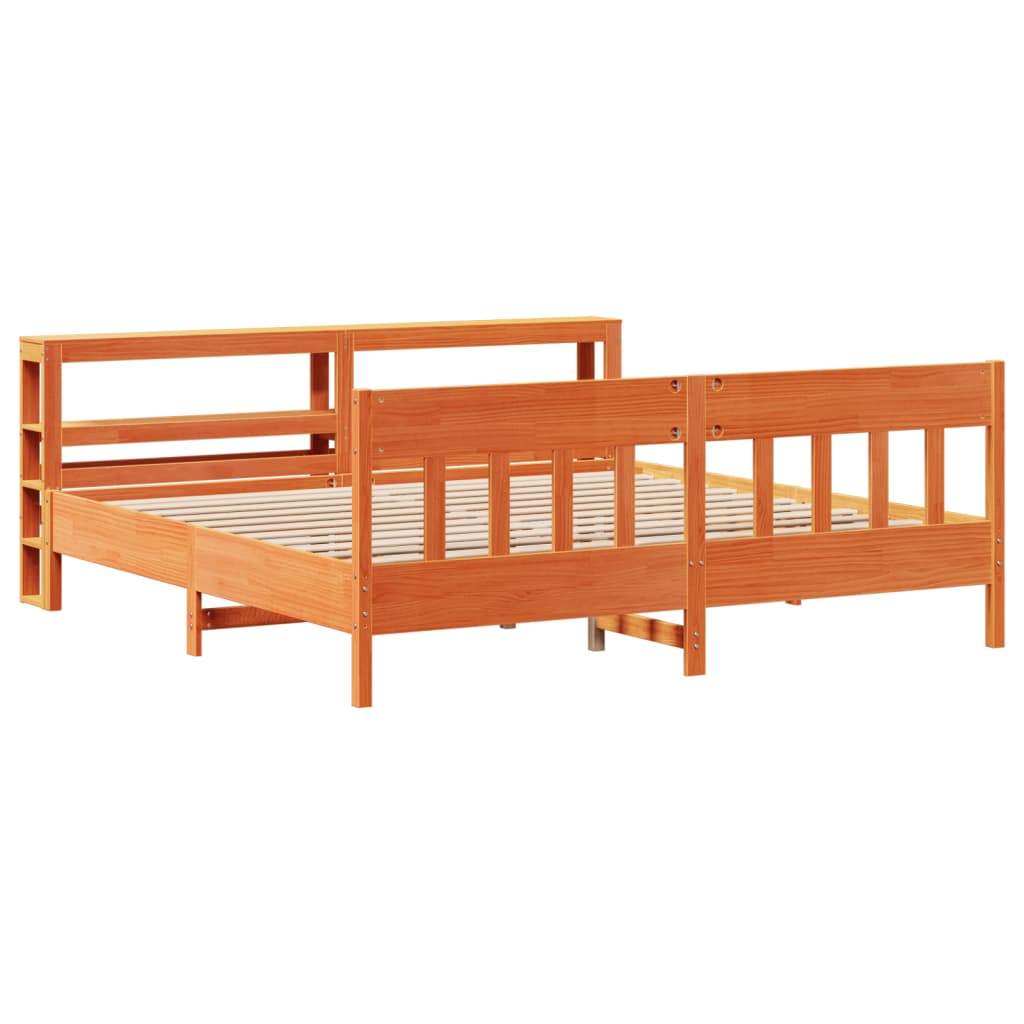 Sengeramme uten madrass voksbrun 200x200 cm heltre furu