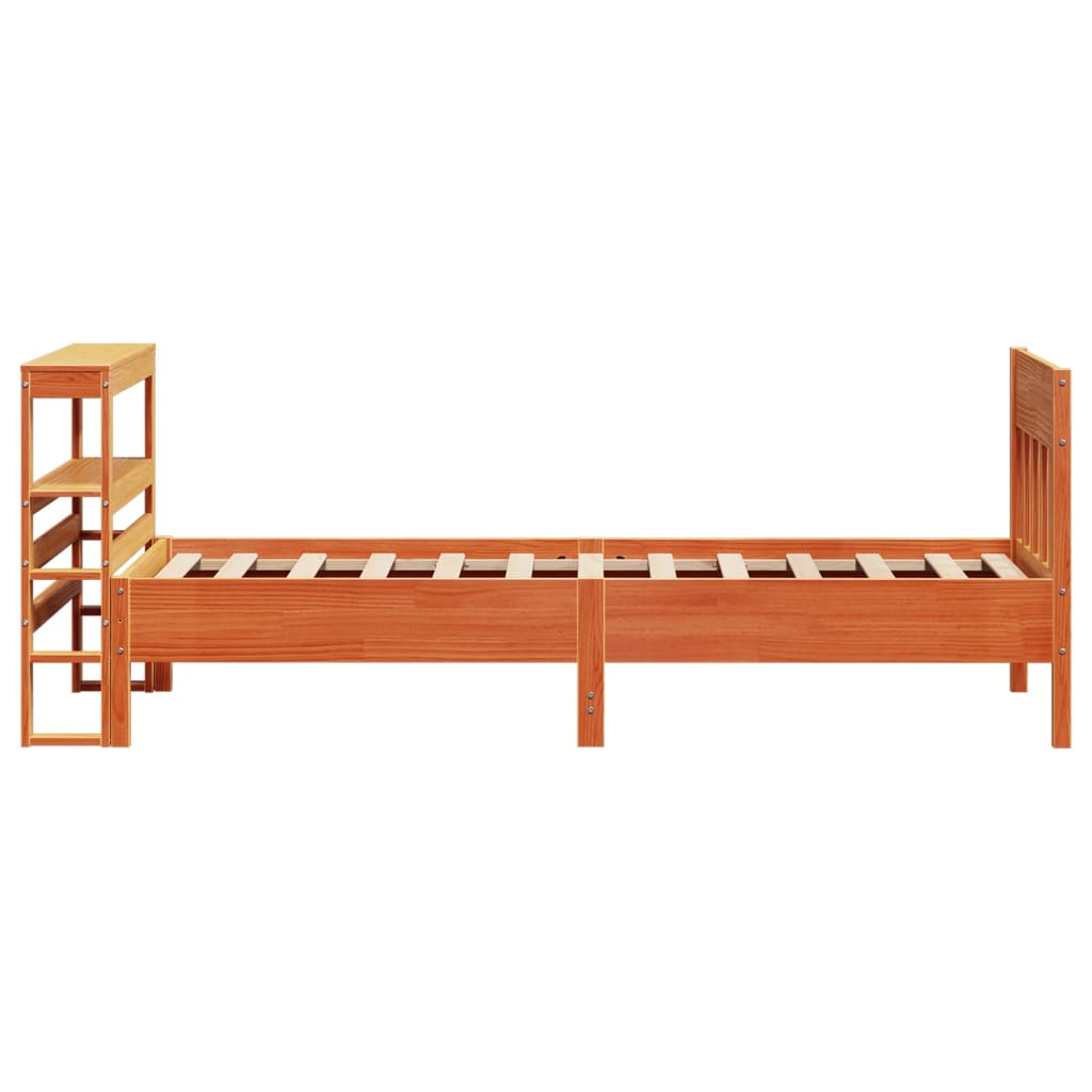 Sengeramme uten madrass voksbrun 75x190 cm heltre furu