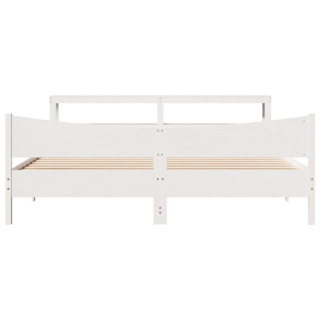 Sengeramme med hodegavl hvit 200x200 cm heltre furu