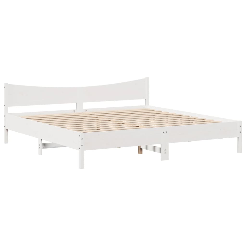 Sengeramme med hodegavl hvit 200x200 cm heltre furu