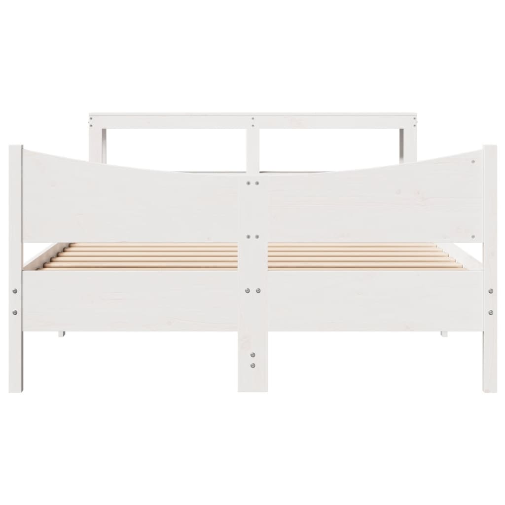 Sengeramme med hodegavl hvit 150x200 cm heltre furu