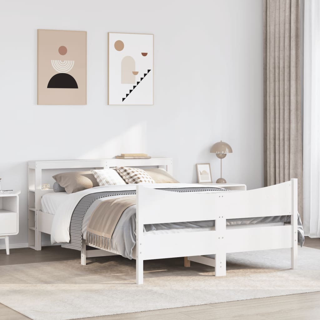 Sengeramme med hodegavl hvit 120x200 cm heltre furu