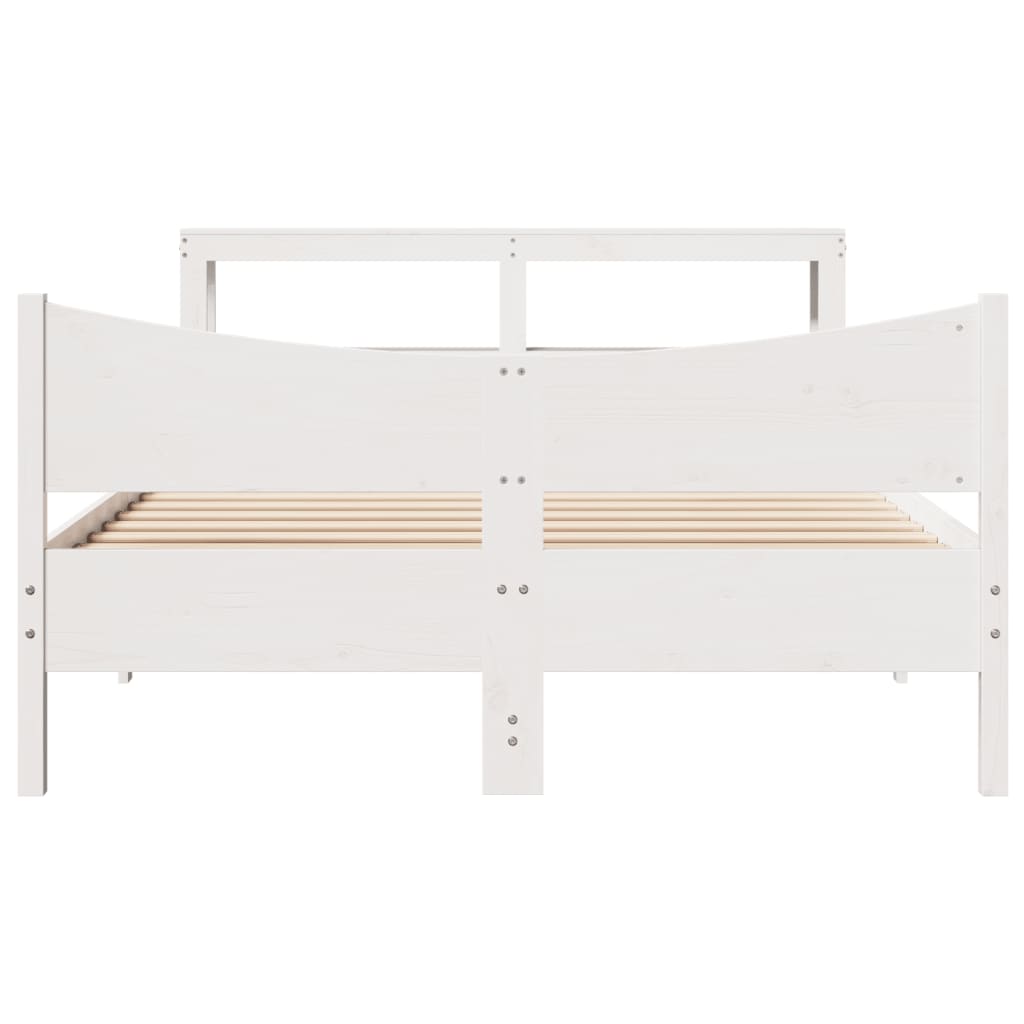 Sengeramme med hodegavl hvit 140x190 cm heltre furu