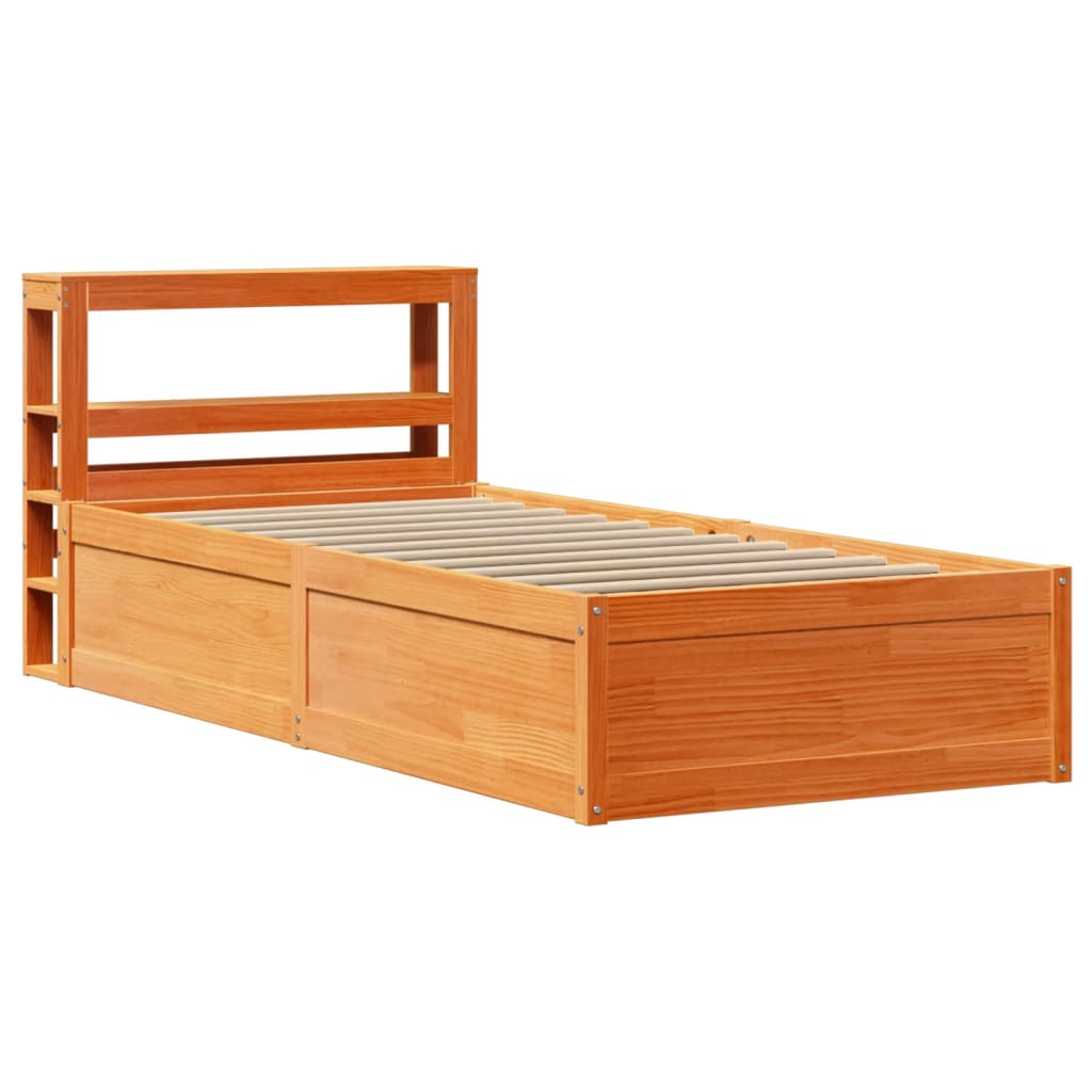 Sengeramme med hodegavl voksbrun 100x200 cm heltre furu