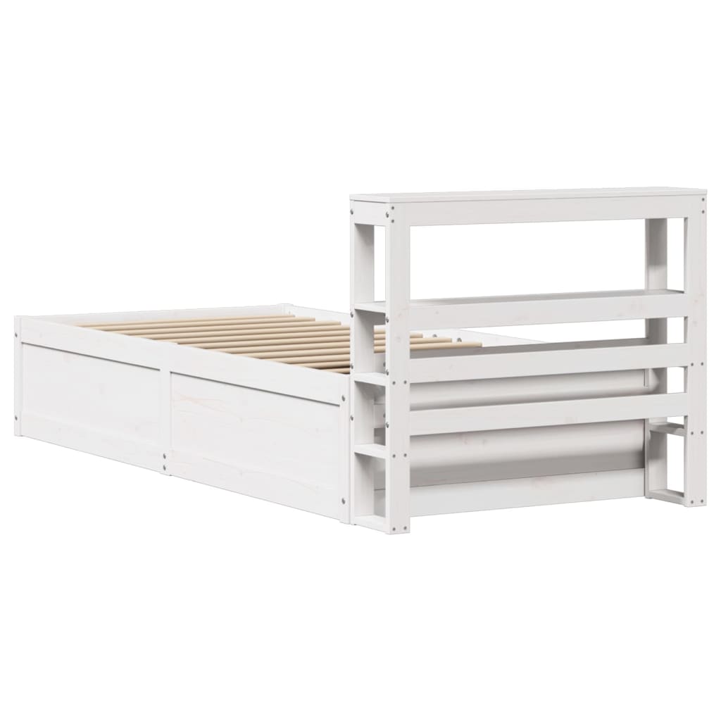 Sengeramme med hodegavl hvit 90x200 cm heltre furu