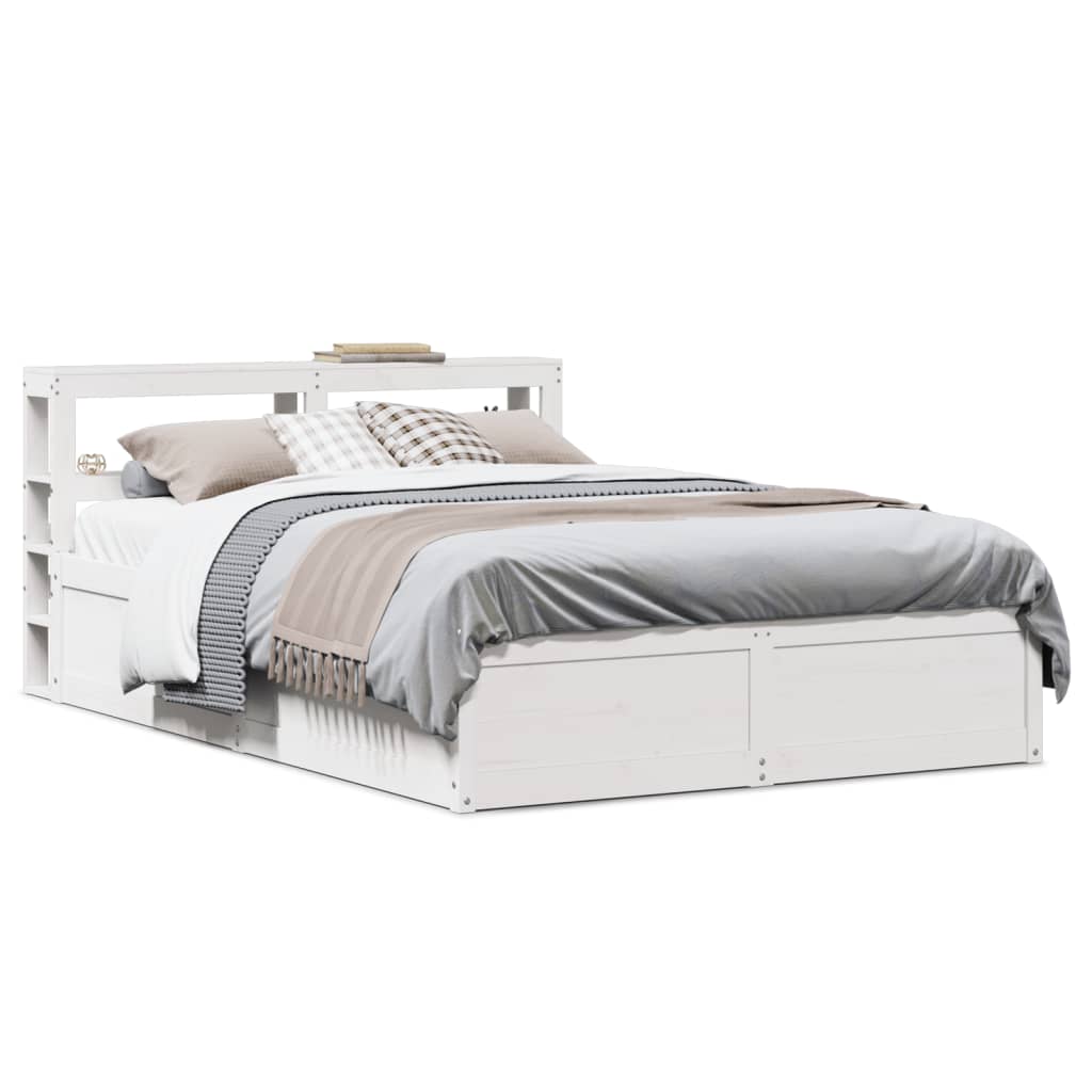 Sengeramme med hodegavl hvit 140x190 cm heltre furu