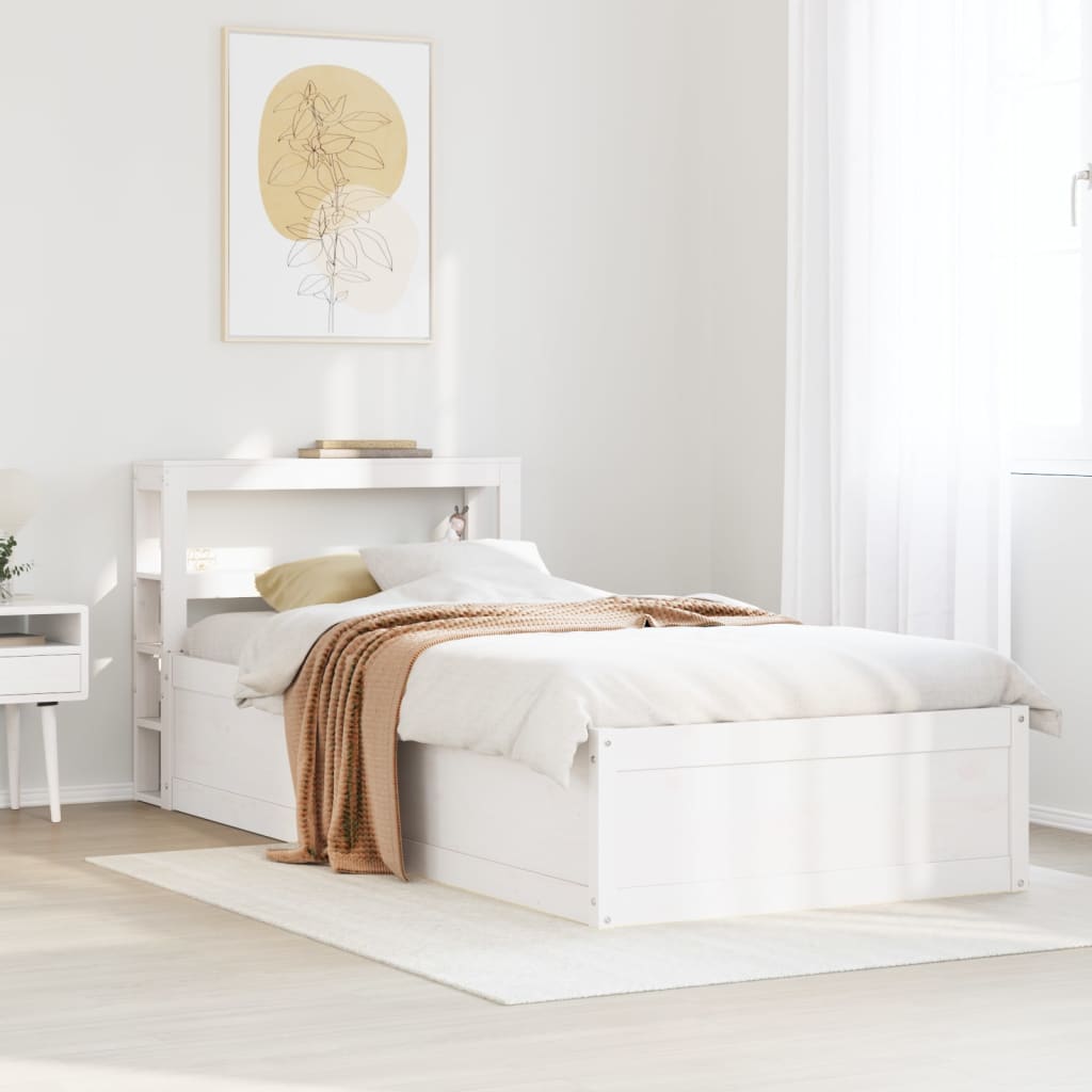 Sengeramme med hodegavl hvit 90x190 cm heltre furu