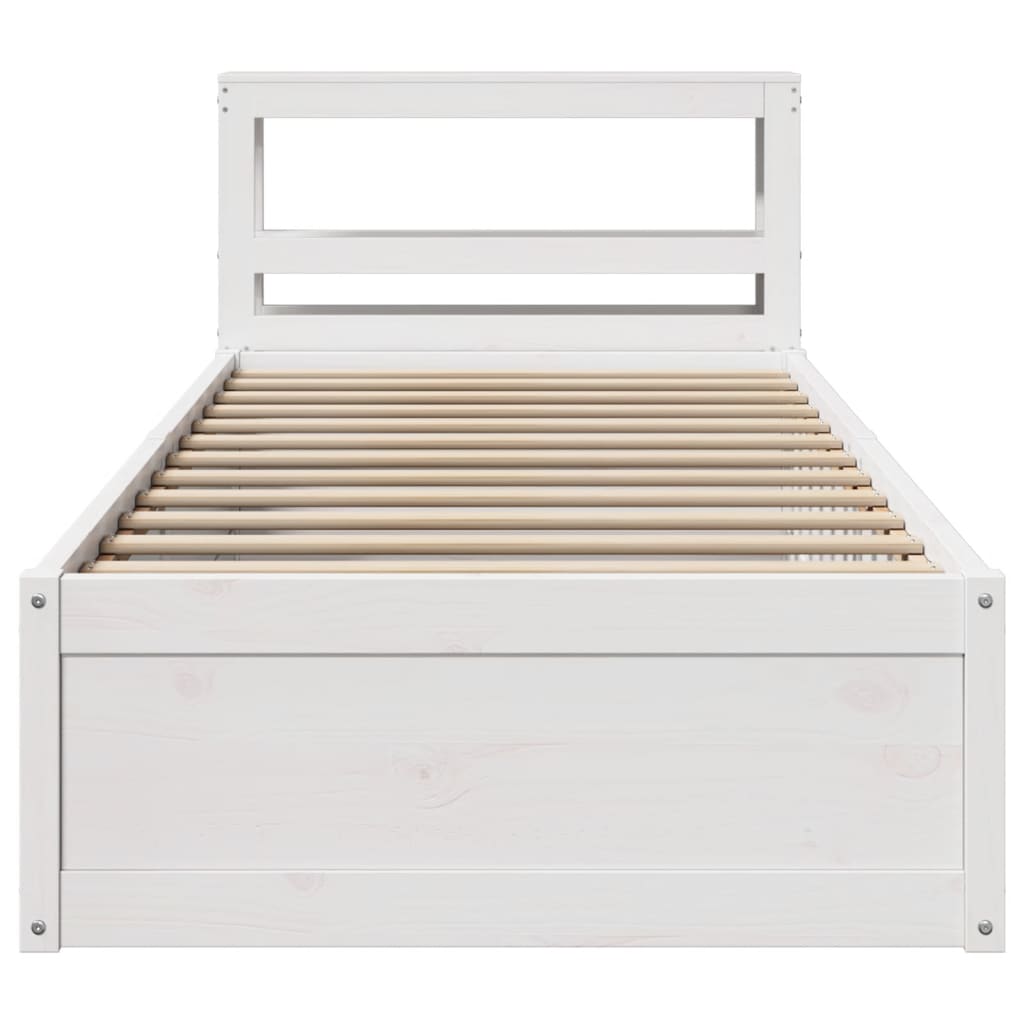 Sengeramme med hodegavl hvit 90x190 cm heltre furu
