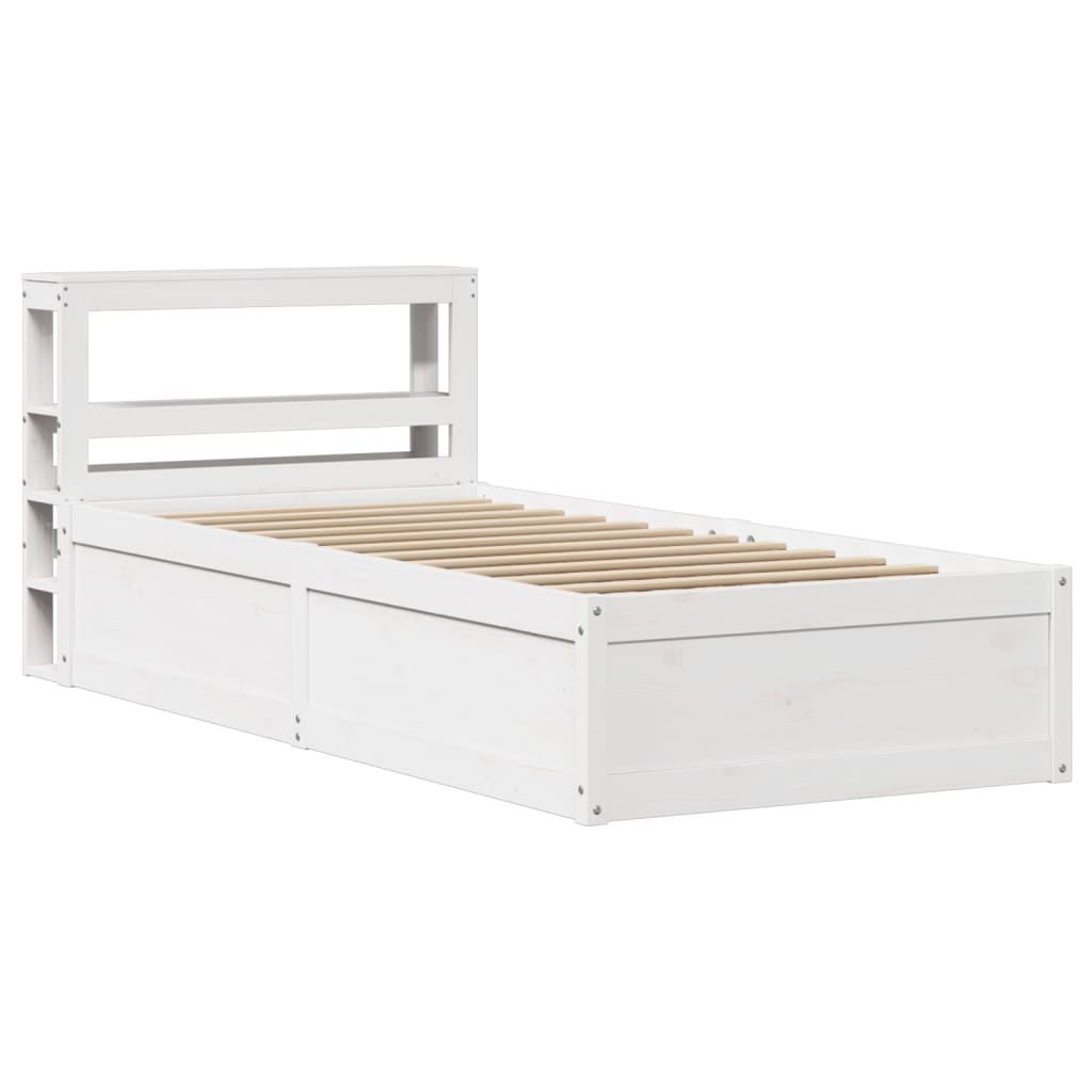 Sengeramme med hodegavl hvit 75x190 cm heltre furu