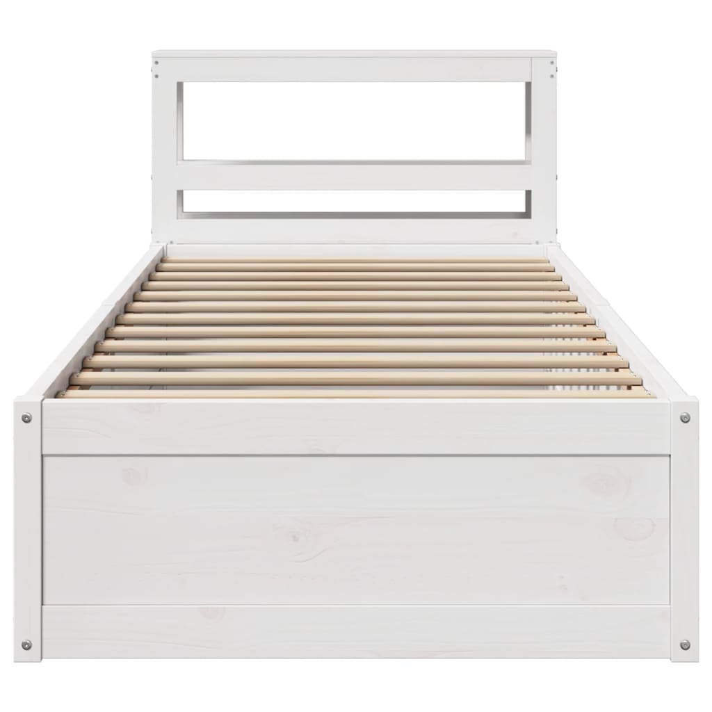Sengeramme med hodegavl hvit 75x190 cm heltre furu